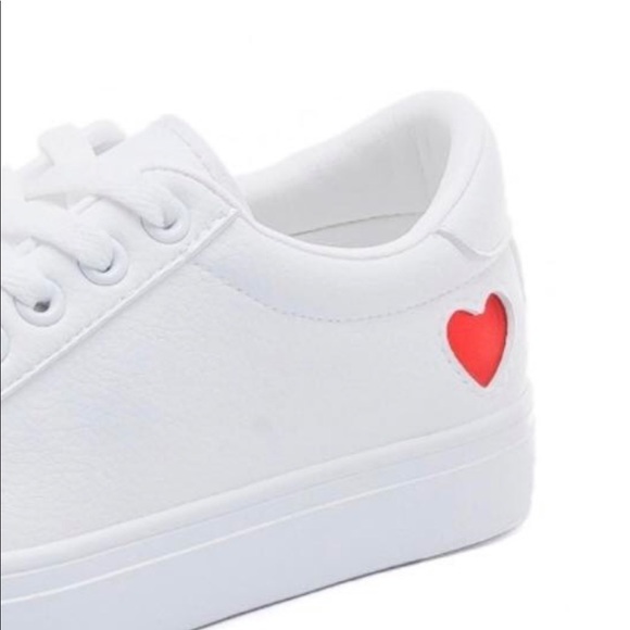 Shoes New Leather Heart Cutout White Tennis Shoes Poshmark